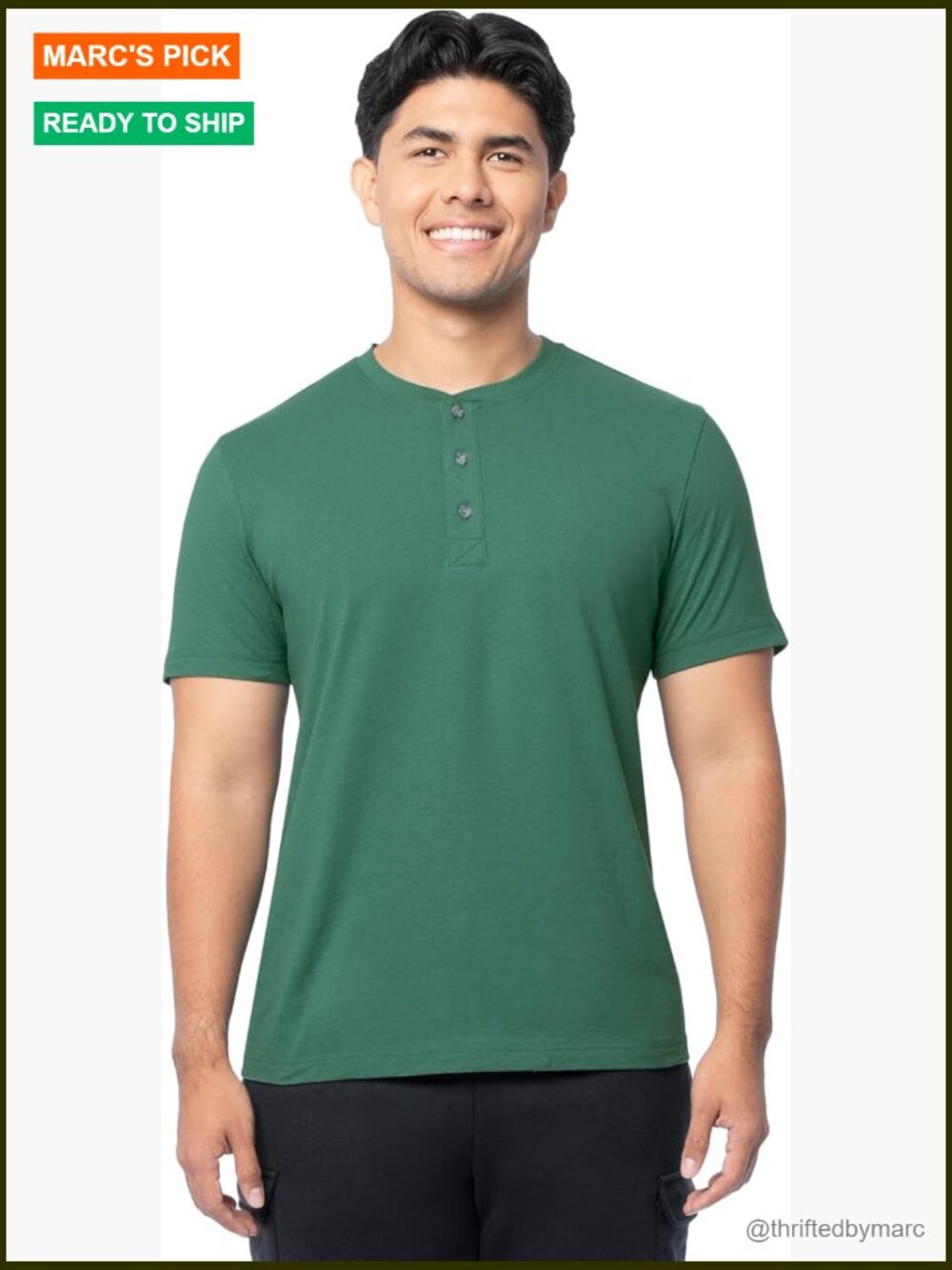 Short Sleeve Henley T-Shirt 3-Button Neck Cotton Relaxed Fit